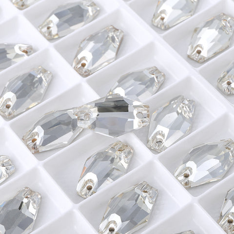 Silver Shade Hexagon Shape High Quality Glass Sew-on Rhinestones