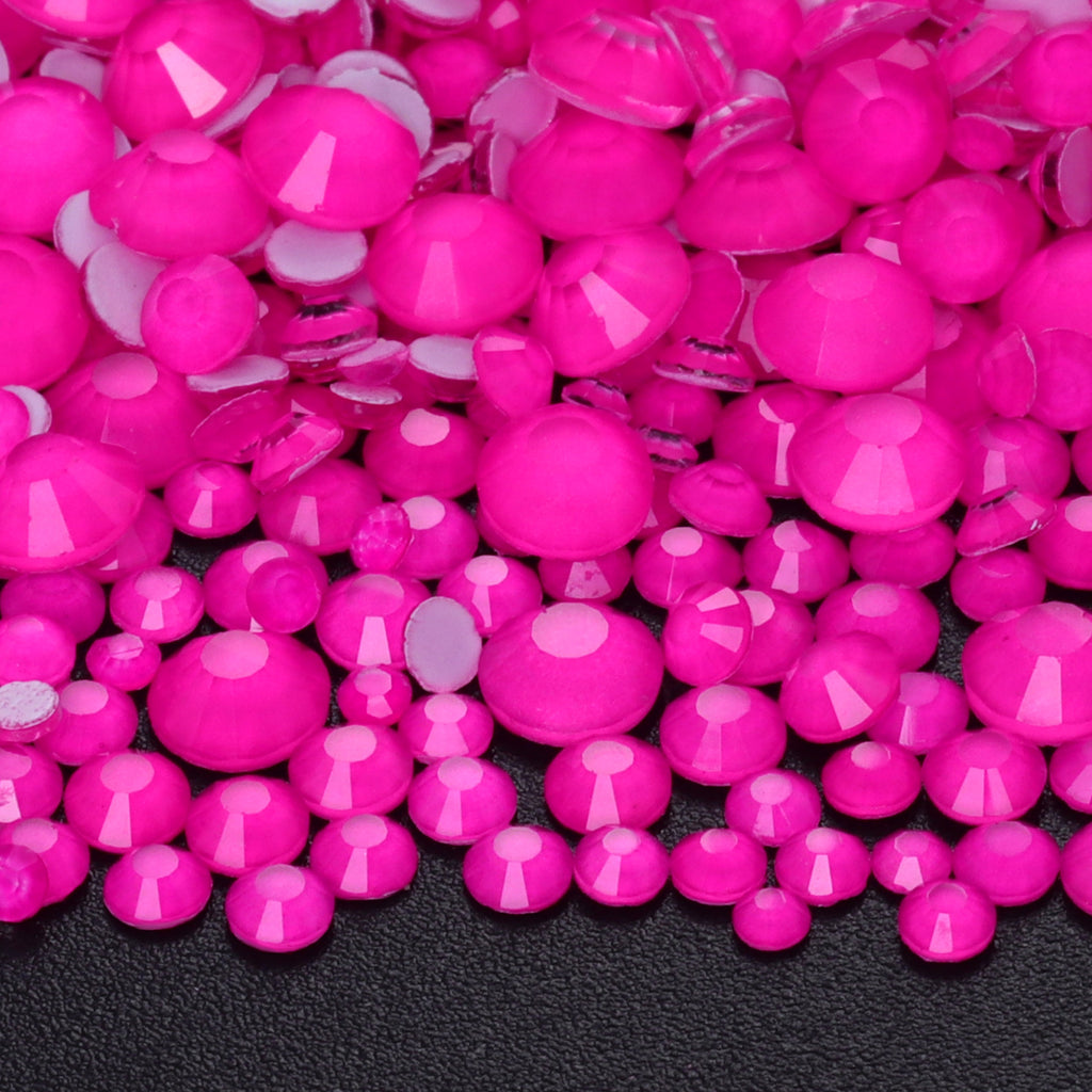 Mixed Sizes Neon Barbie Pink Glass Flat Back Rhinestones For Nail Art WholesaleRhinestone