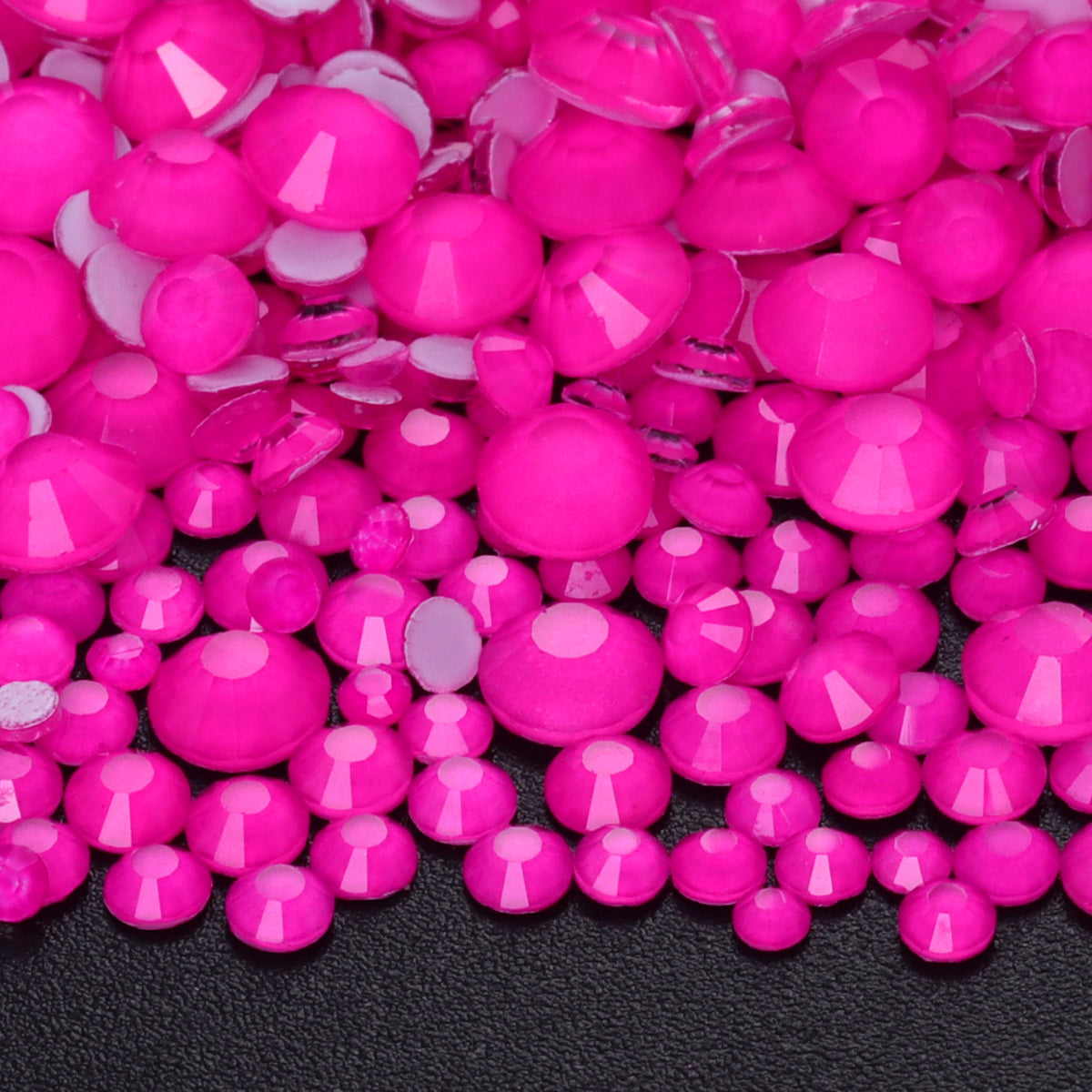 Mixed Sizes Neon Barbie Pink Glass Flat Back Rhinestones For Nail Art WholesaleRhinestone