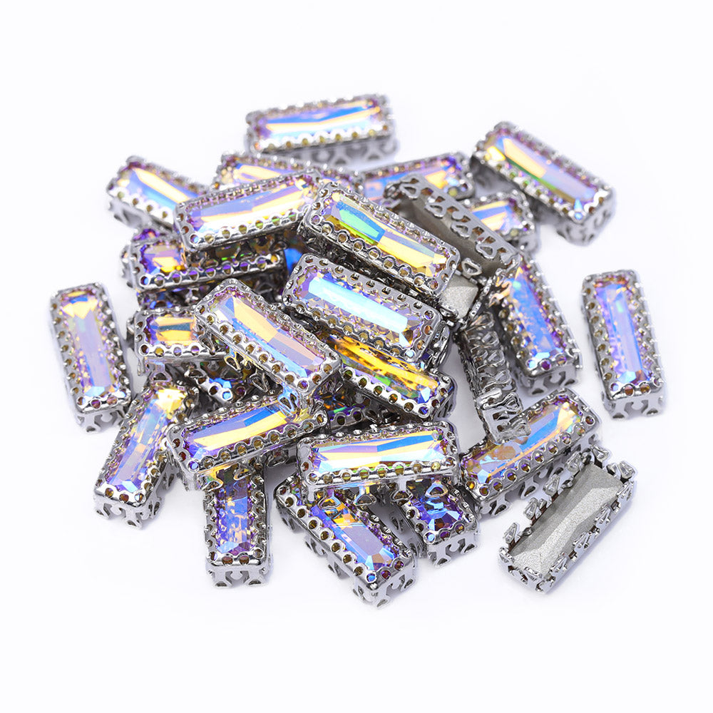 Paradise Shine Princess Baguette Shape High-Quality Glass Sew-on Nest Hollow Claw Rhinestones WholesaleRhinestone
