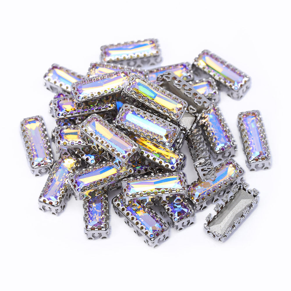 Paradise Shine Princess Baguette Shape High-Quality Glass Sew-on Nest Hollow Claw Rhinestones