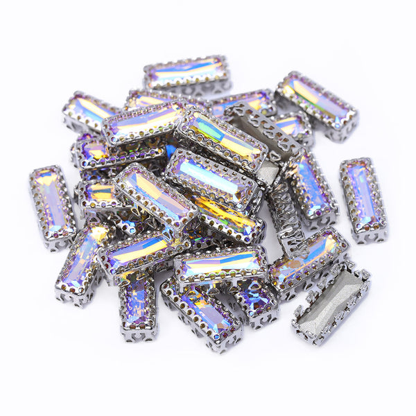 Paradise Shine Princess Baguette Shape High-Quality Glass Sew-on Nest Hollow Claw Rhinestones WholesaleRhinestone