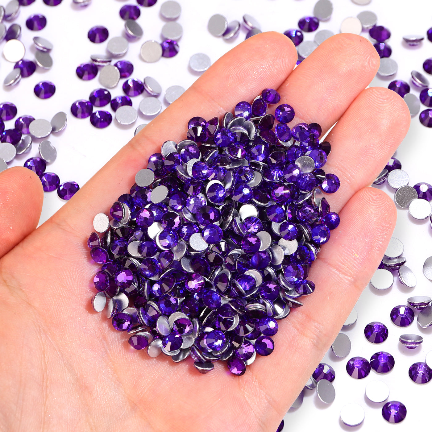 Purple Rhinestone Glass Champagne Crystal FlatBack Glass Rhinestones Glue-On for Nail ...