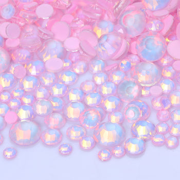 Mixed Sizes Mocha Opal Lt Pink Glass Flat Back Rhinestones For Nail Art WholesaleRhinestone