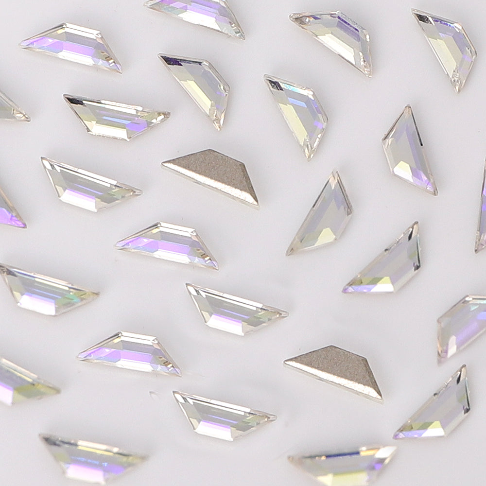 Trapeze Shape Multi Colors Small Size Glass Beveled Flat Back Fancy Rhinestones For Nail Art WholesaleRhinestone