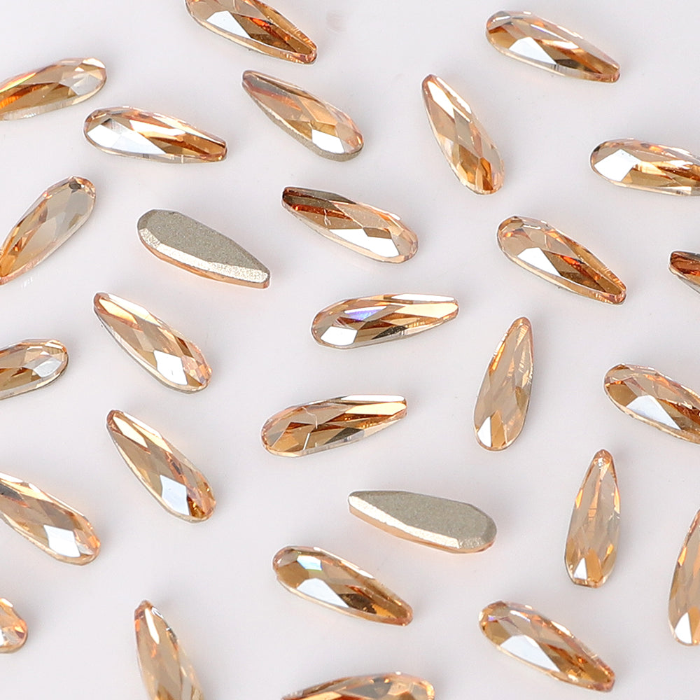 Raindrop Shape Multi Colors Small Size Glass Beveled Flat Back Fancy Rhinestones For Nail Art WholesaleRhinestone