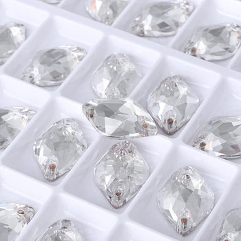 Silver Shade Lemon Shape High Quality Glass Sew-on Rhinestones WholesaleRhinestone