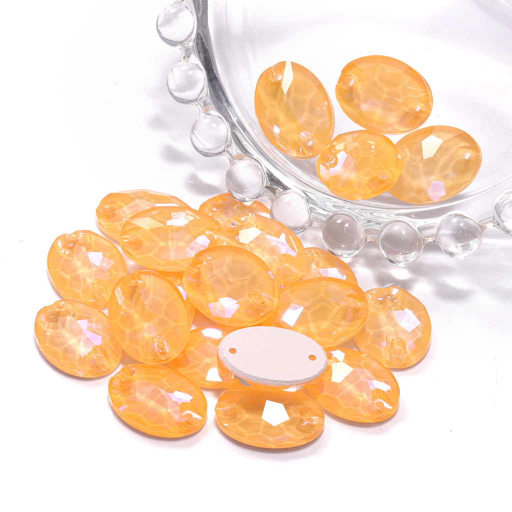 Electric Neon Sunflower Oval Shape High Quality Glass Sew-on Rhinestones WholesaleRhinestone
