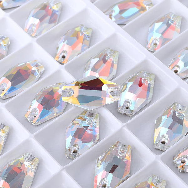 Light Crystal AB Hexagon Shape High Quality Glass Sew-on Rhinestones WholesaleRhinestone