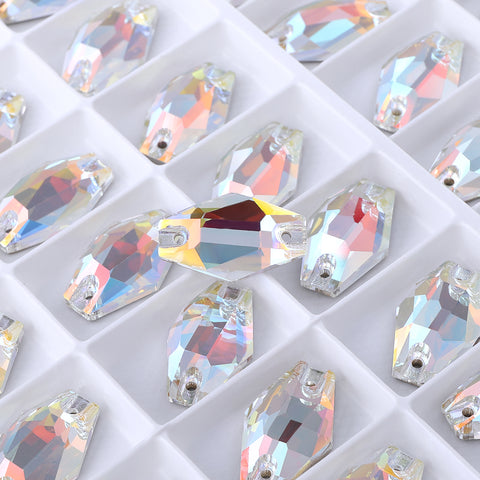 Light Crystal AB Hexagon Shape High Quality Glass Sew-on Rhinestones