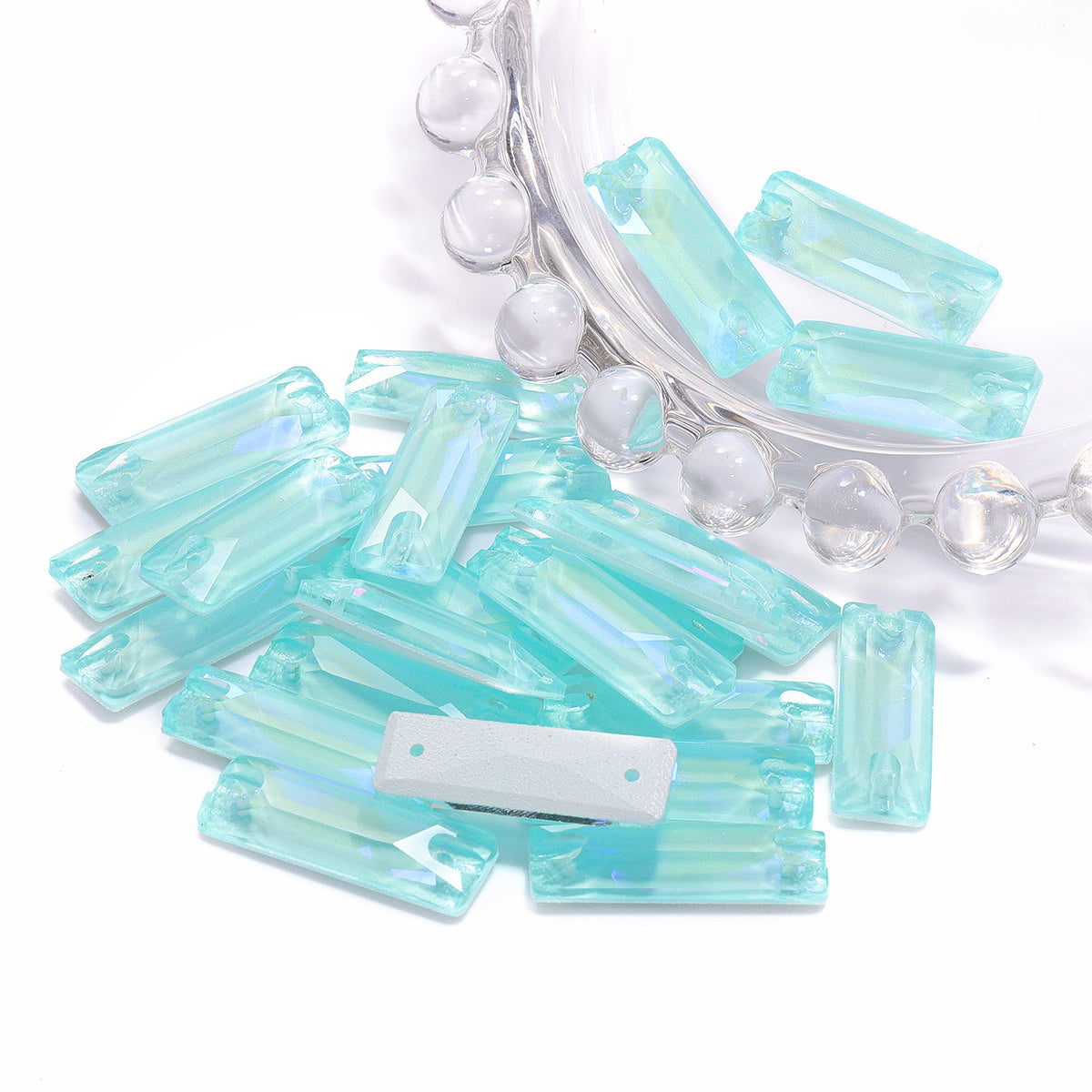 Electric Neon Light Azore Cosmic Baguette Shape High Quality Glass Sew-on Rhinestones WholesaleRhinestone
