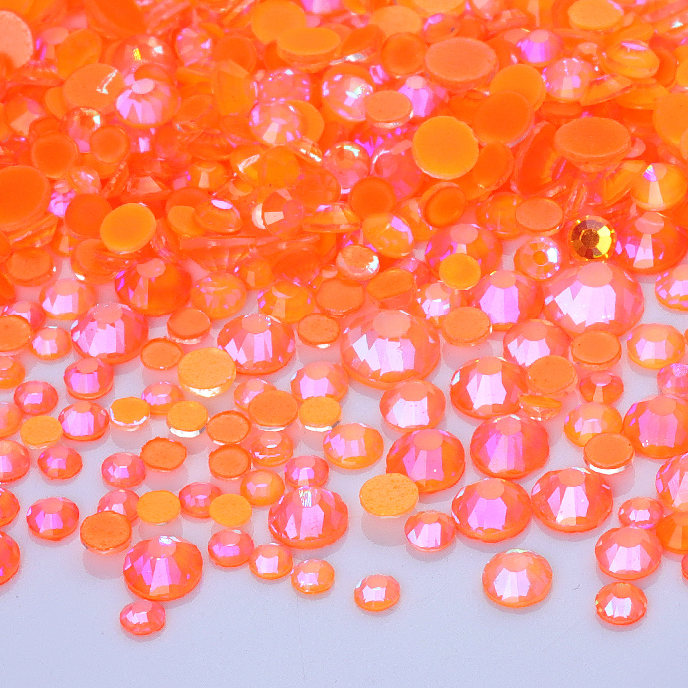 Mixed Sizes Mocha Shimmer Orange Glass Flat Back Rhinestones For Nail Art