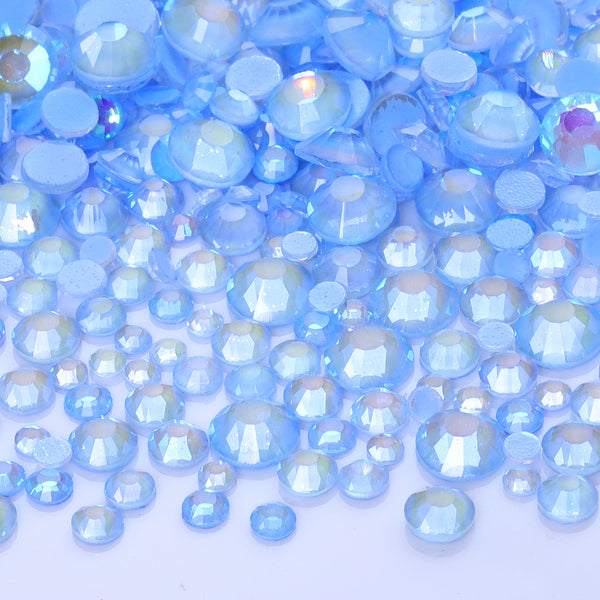 Mixed Sizes Mocha Shimmer Lt Blue Glass Flat Back Rhinestones For Nail Art WholesaleRhinestone