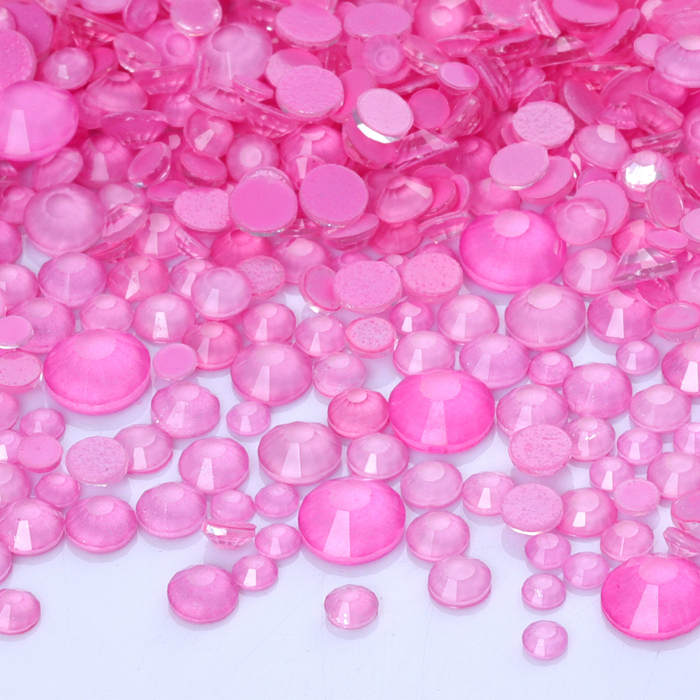 Mixed Sizes Mocha Neon Pink Glass Flat Back Rhinestones For Nail Art WholesaleRhinestone