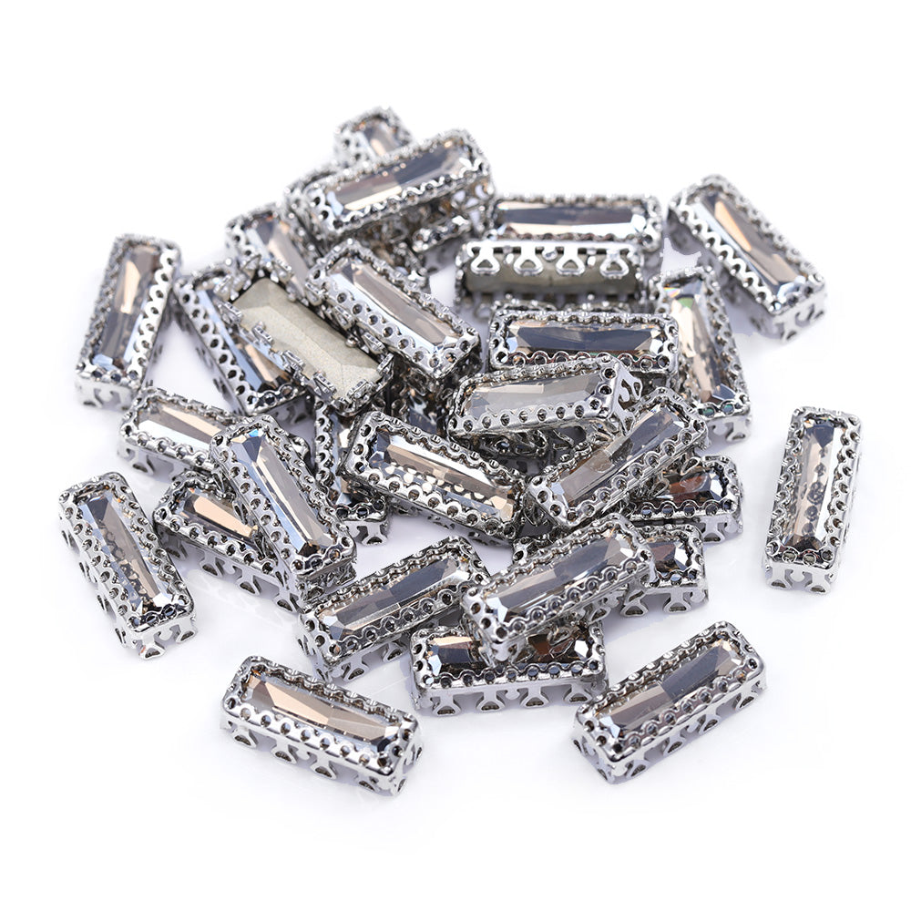 Satin Princess Baguette Shape High-Quality Glass Sew-on Nest Hollow Claw Rhinestones WholesaleRhinestone