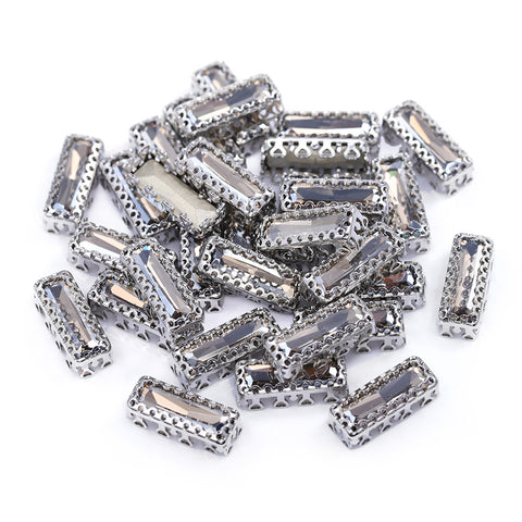 Satin Princess Baguette Shape High-Quality Glass Sew-on Nest Hollow Claw Rhinestones