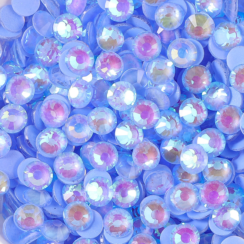 Mocha Shimmer Lt Blue Glass Flat Back Rhinestones