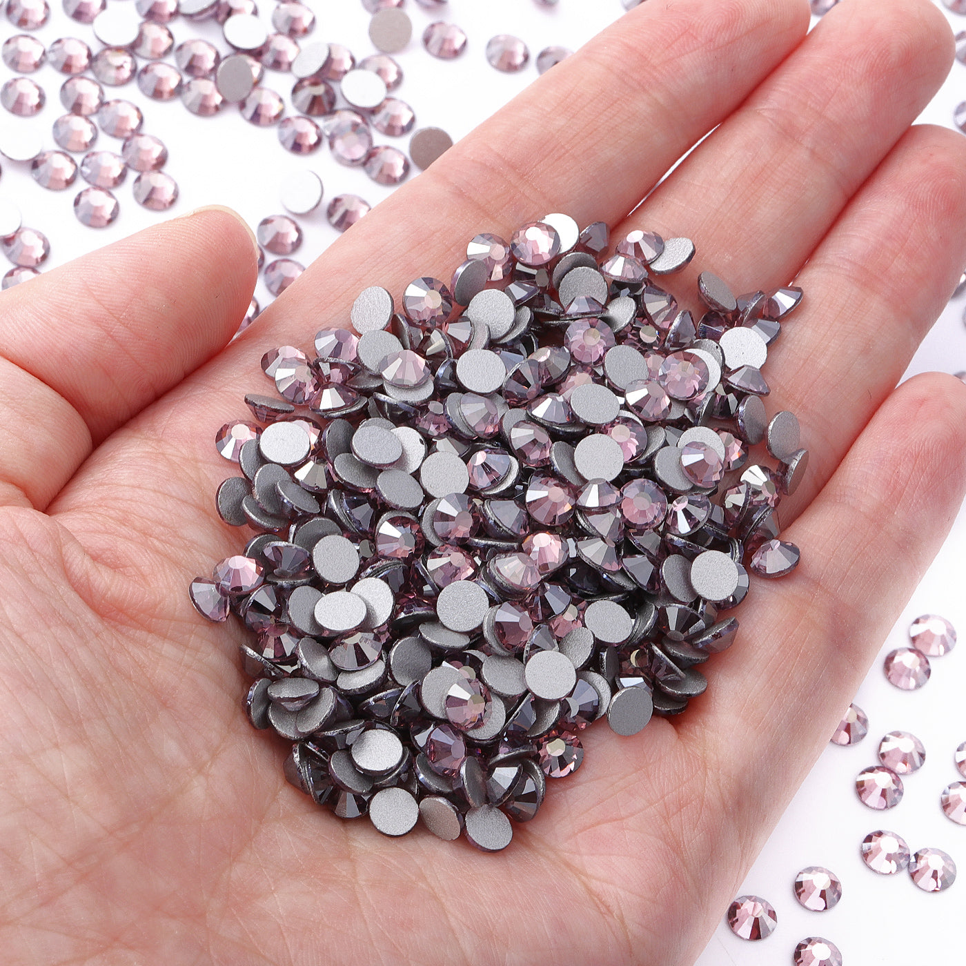 Sternlicht Amethyst Glass Flatback Strass Silber Rücken