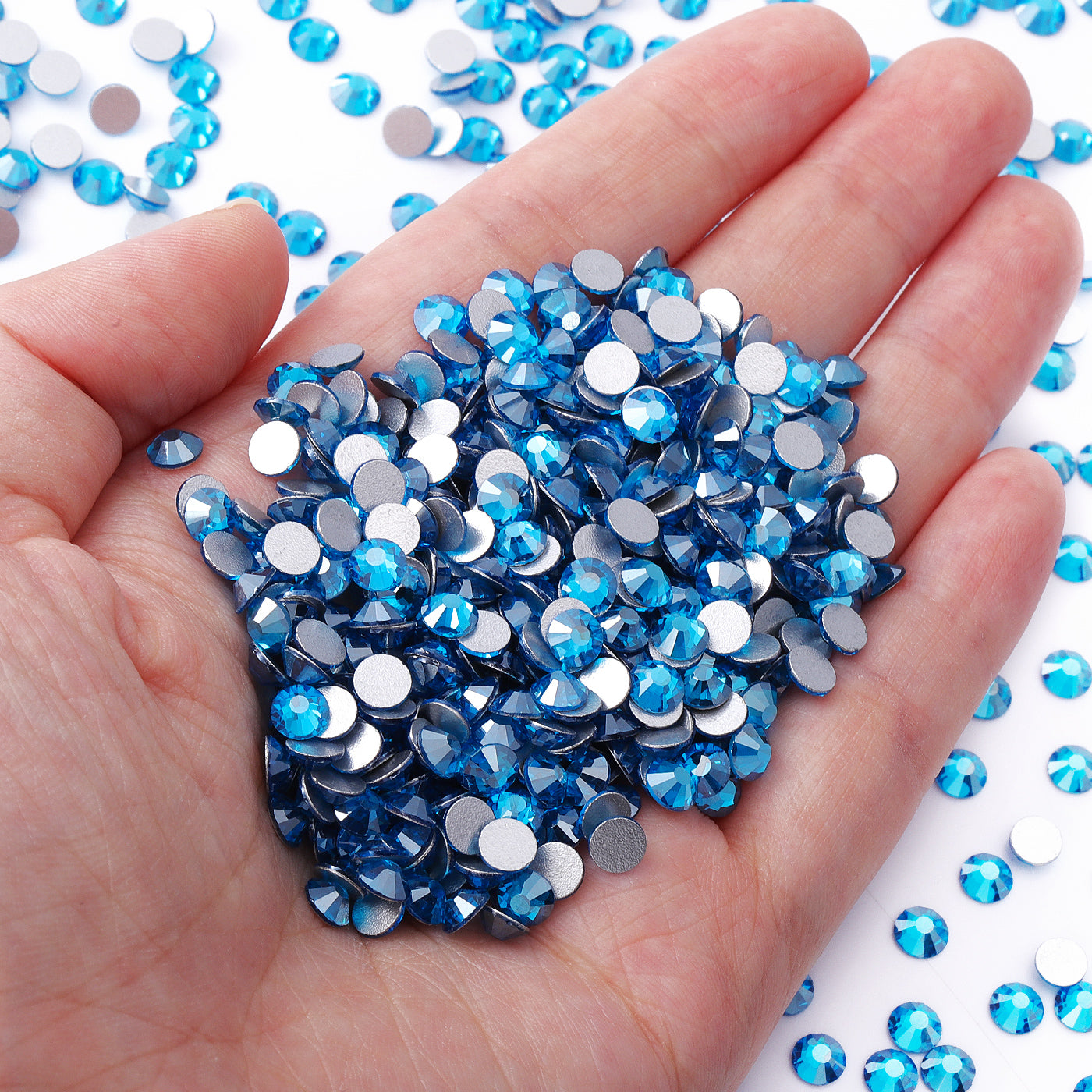 Star Capri Blue Glass FlatBack Rhinestones Silver Back WholesaleRhinestone
