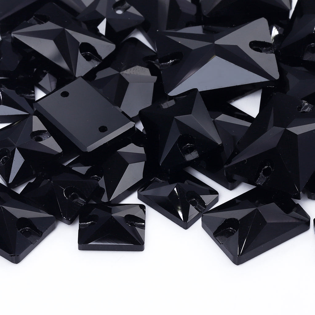 Mixed Sizes Jet Rectangle Shape High Quality Glass Sew-on Rhinestones WholesaleRhinestone