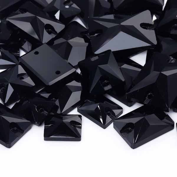 Mixed Sizes Jet Rectangle Shape High Quality Glass Sew-on Rhinestones WholesaleRhinestone