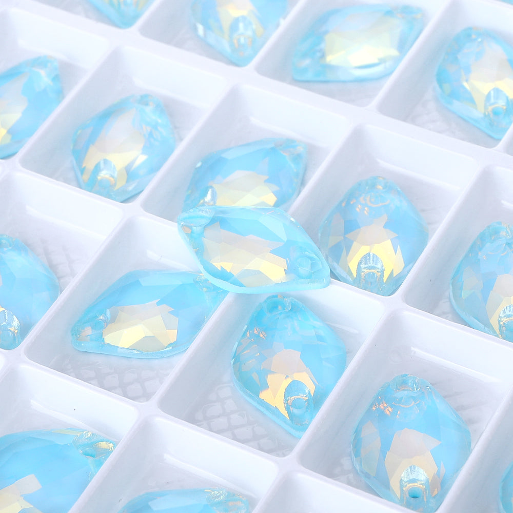 Aquamarine AM Lemon Shape High Quality Glass Sew-on Rhinestones