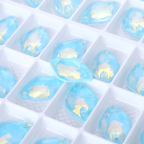 Aquamarine AM Lemon Shape High Quality Glass Sew-on Rhinestones