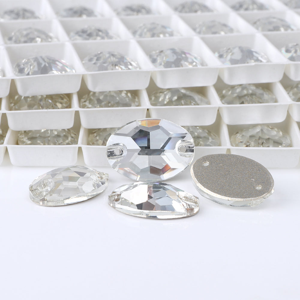 Silver Shade Oval Shape High Quality Glass Sew-on Rhinestones WholesaleRhinestone