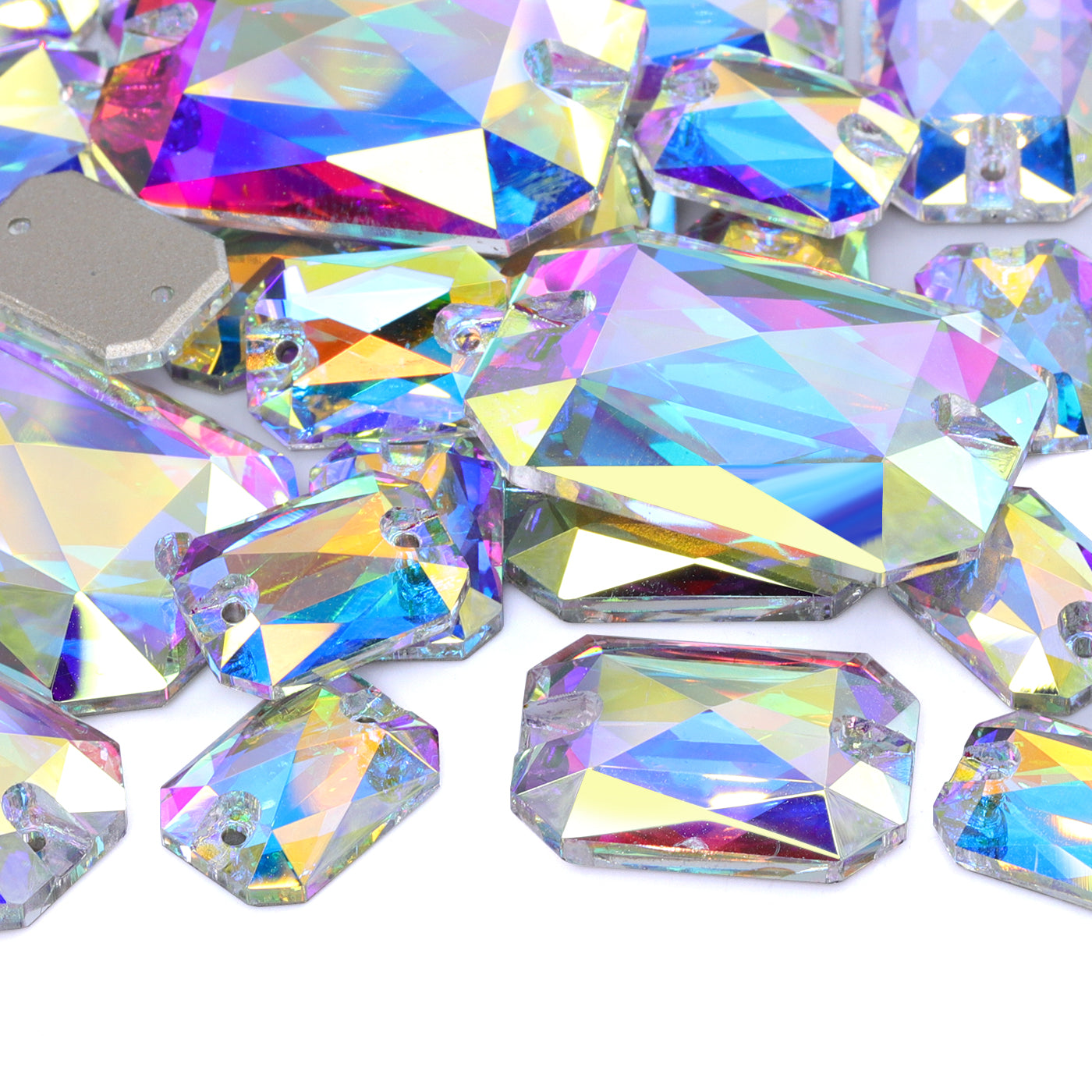 Mixed Sizes Crystal AB Octagon Shape High Quality Glass Sew-on Rhinestones WholesaleRhinestone