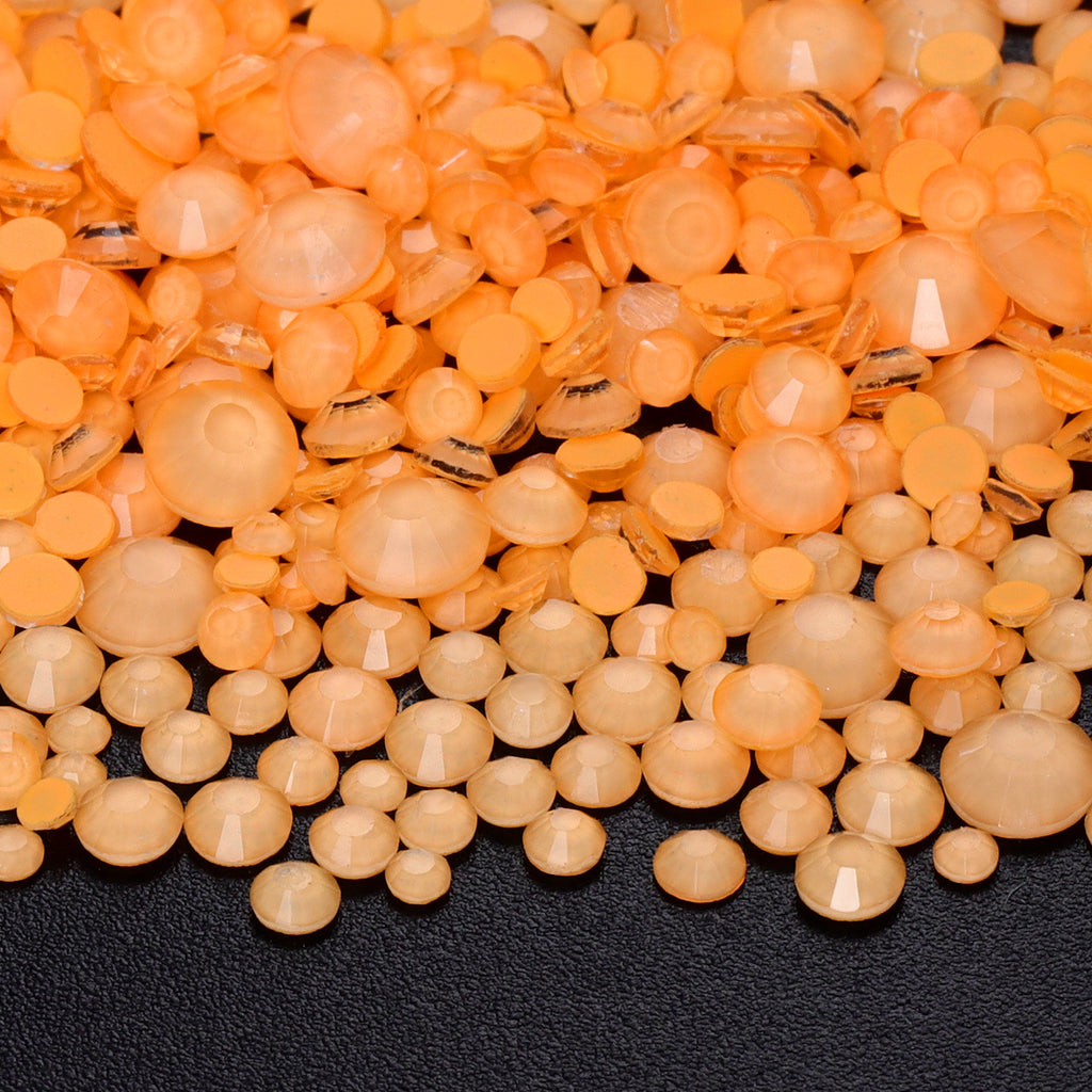 Mixed Sizes Neon Coral Orange Glass Flat Back Rhinestones For Nail Art WholesaleRhinestone