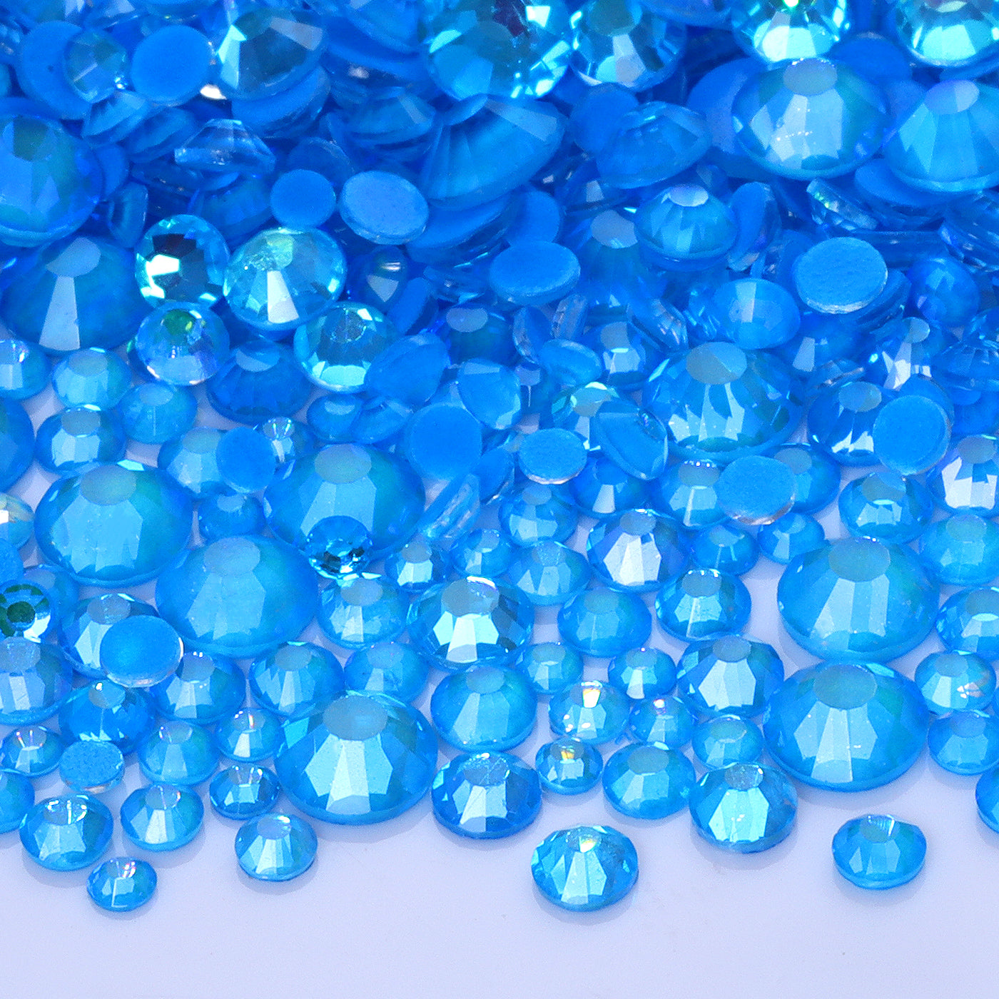 Mixed Sizes Mocha Shimmer Dk Blue Glass Flat Back Rhinestones For Nail Art