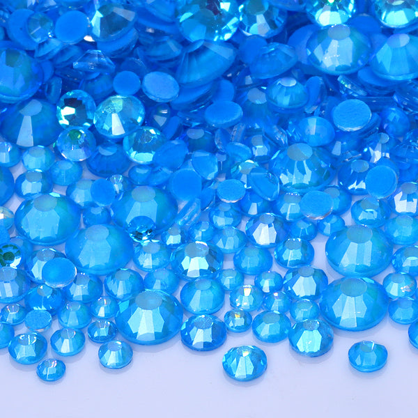 Mixed Sizes Mocha Shimmer Dk Blue Glass Flat Back Rhinestones For Nail Art WholesaleRhinestone