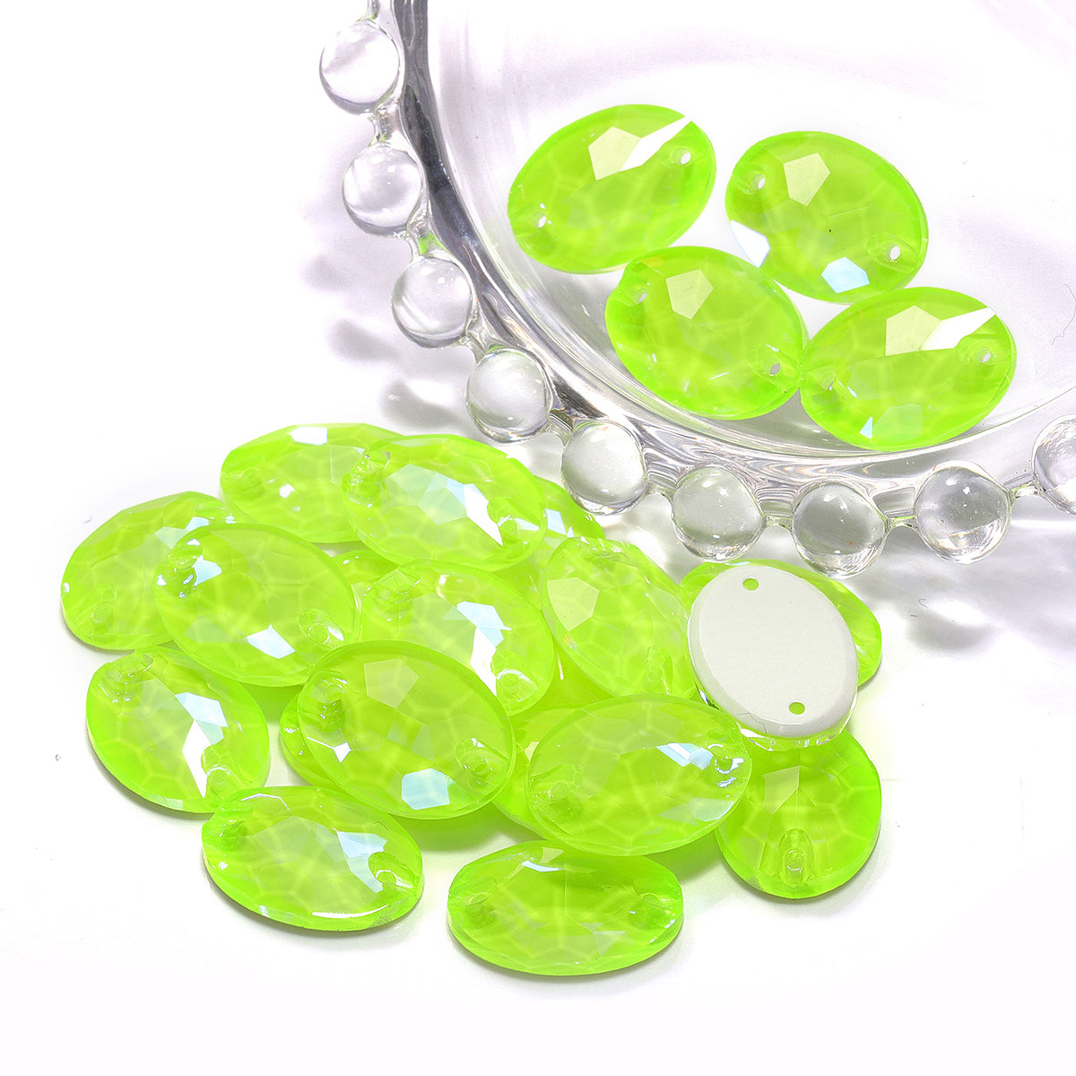 Electric Neon Jonquil Oval Shape High Quality Glass Sew-on Rhinestones WholesaleRhinestone