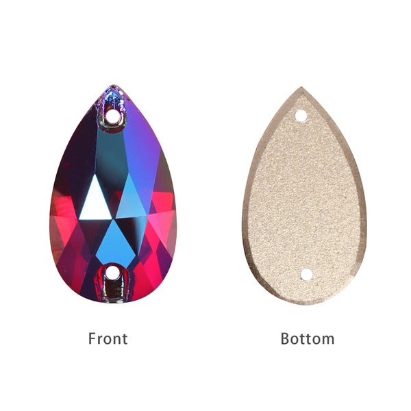 Siam Shimmer Drop Shape High Quality Glass Sew-on Rhinestones WholesaleRhinestone