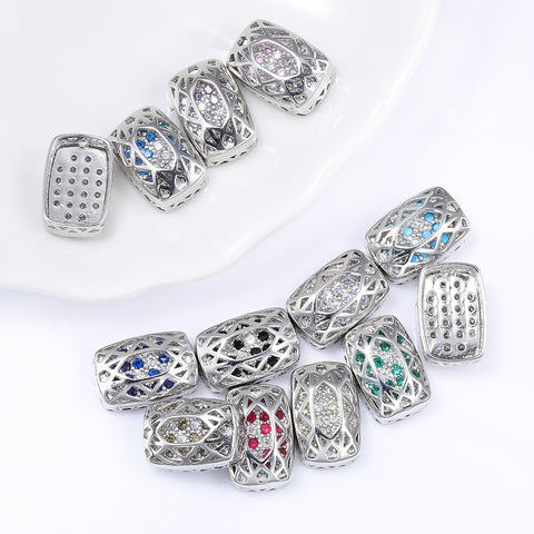 Cushion Rectangle Shape Imitation Rhodium Plated High-Quality Sew-on Alloy Charms Inlaid Cubic Zirconia