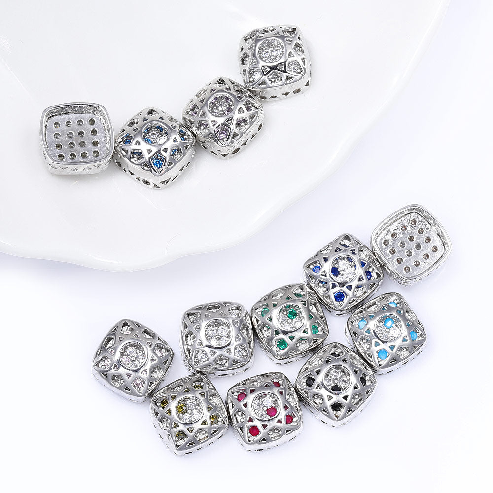 Cushion Square Shape Imitation Rhodium Plated High-Quality Sew-on Alloy Charms Inlaid Cubic Zirconia