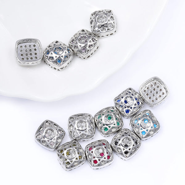 Cushion Square Shape Imitation Rhodium Plated High-Quality Sew-on Alloy Charms Inlaid Cubic Zirconia WholesaleRhinestone