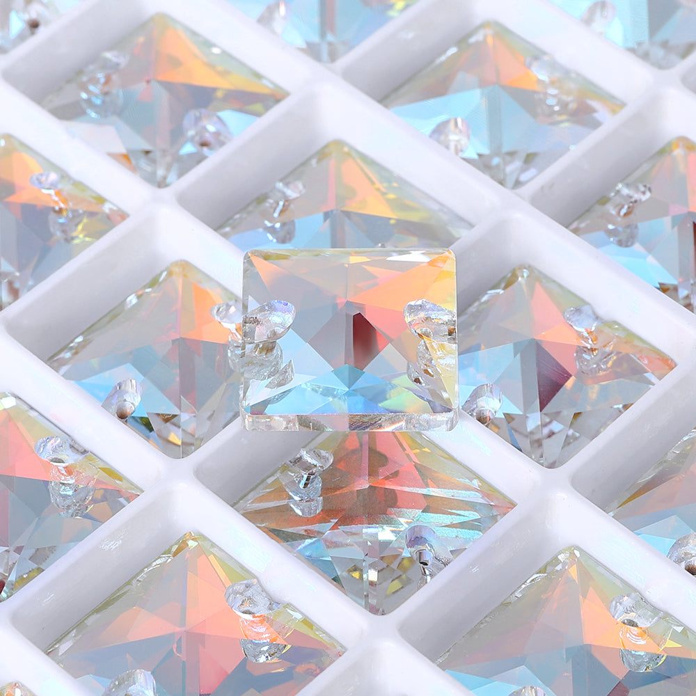 Light Crystal AB Square Shape High Quality Glass Sew-on Rhinestones WholesaleRhinestone