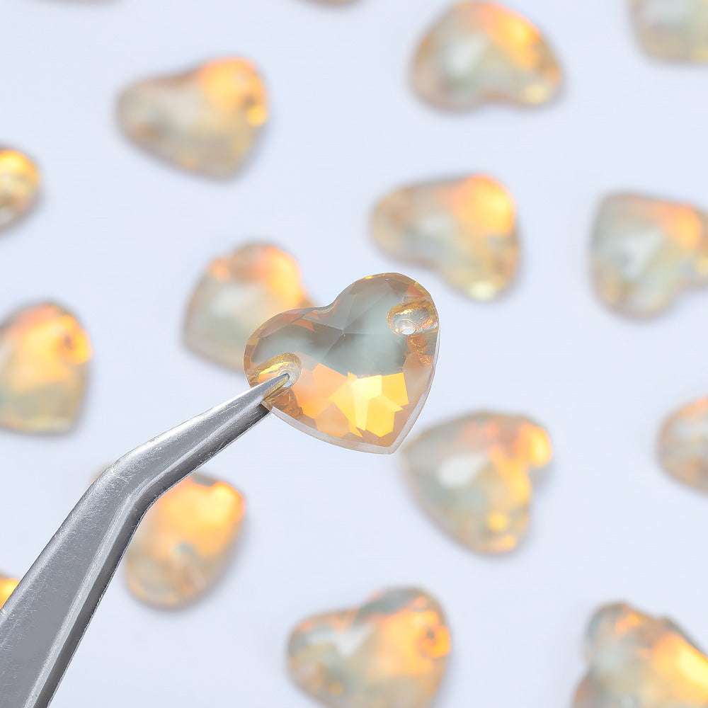 Silk AM Heart Shape High Quality Glass Sew-on Rhinestones WholesaleRhinestone