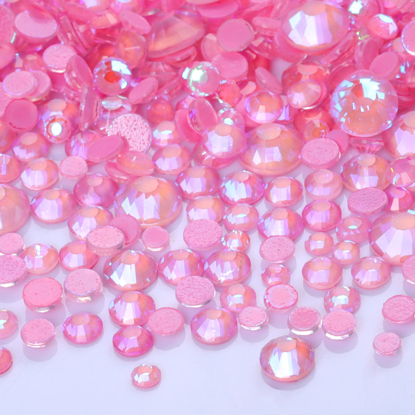 Mixed Sizes Mocha Shimmer Lt Pink Glass Flat Back Rhinestones For Nail Art WholesaleRhinestone