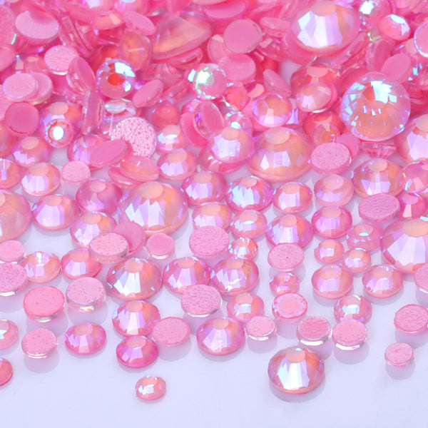 Mixed Sizes Mocha Shimmer Lt Pink Glass Flat Back Rhinestones For Nail Art WholesaleRhinestone