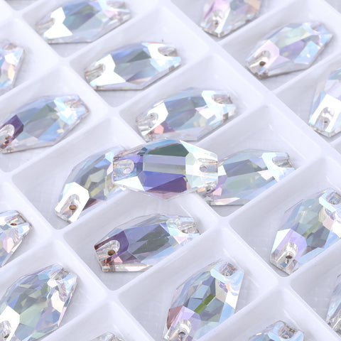 Crystal Transmission Hexagon Shape High Quality Glass Sew-on Rhinestones