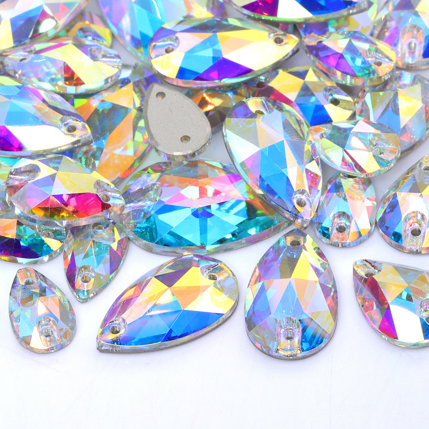 Mixed Sizes Crystal AB Drop Shape High Quality Glass Sew-on Rhinestones WholesaleRhinestone