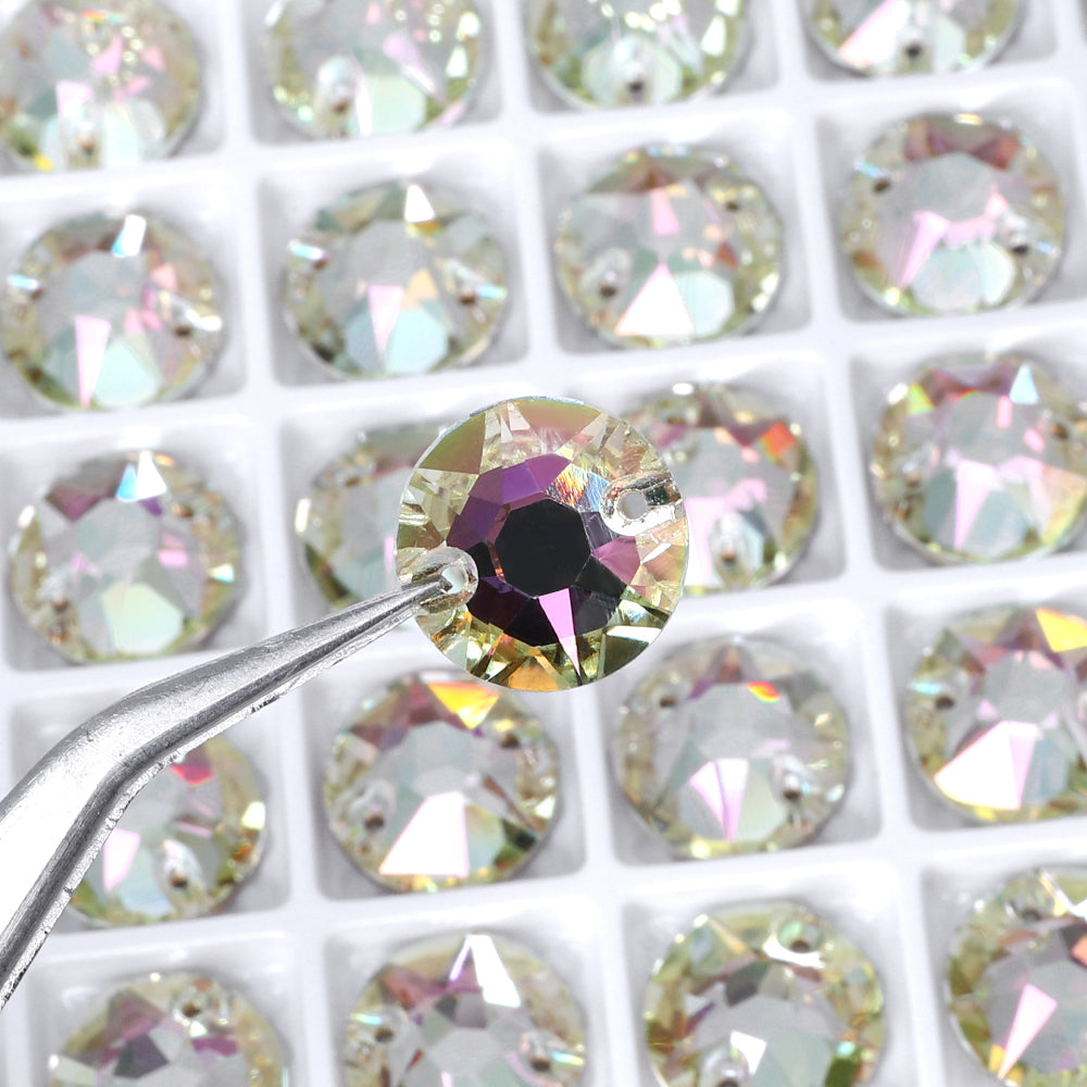 Luminous Green XIRIUS Round Shape High Quality Glass Sew-on Rhinestones WholesaleRhinestone