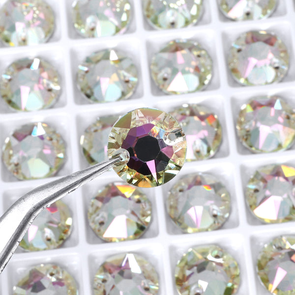 Luminous Green XIRIUS Round Shape High Quality Glass Sew-on Rhinestones WholesaleRhinestone