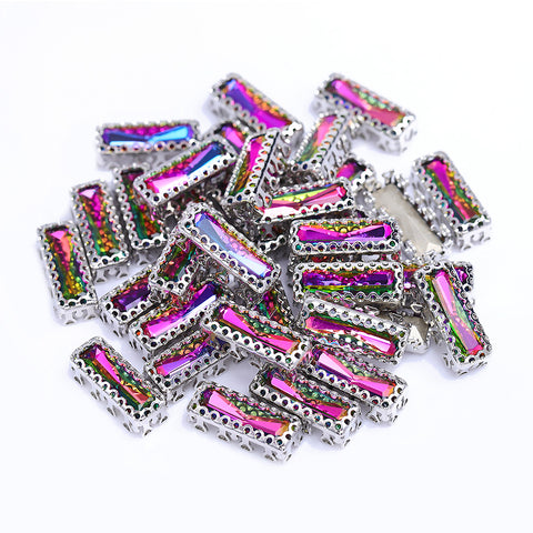 Volcano Princess Baguette Shape High-Quality Glass Sew-on Nest Hollow Claw Rhinestones