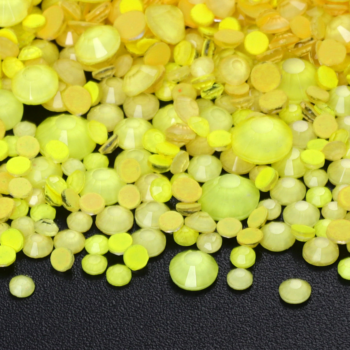 Mixed Sizes Neon Yellow Rose Glass Flat Back Rhinestones For Nail Art WholesaleRhinestone