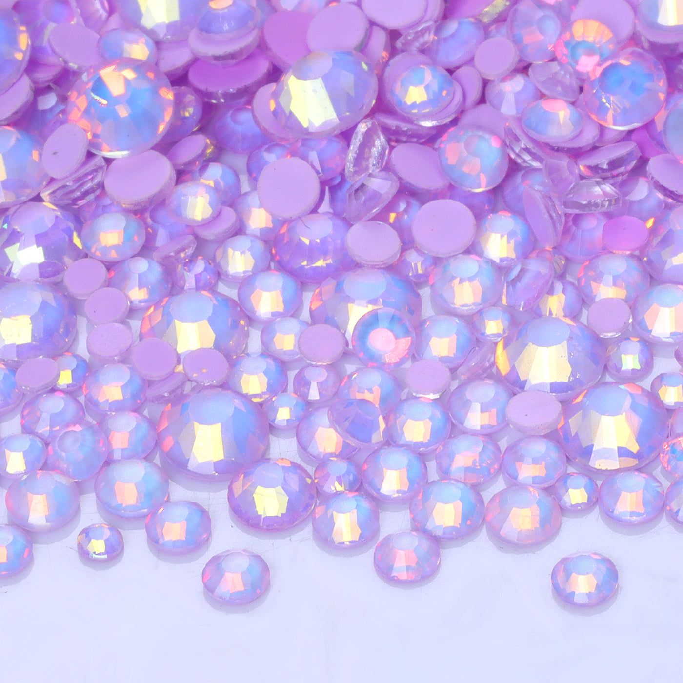 Mixed Sizes Mocha Opal Lt Purple Glass Flat Back Rhinestones For Nail Art WholesaleRhinestone