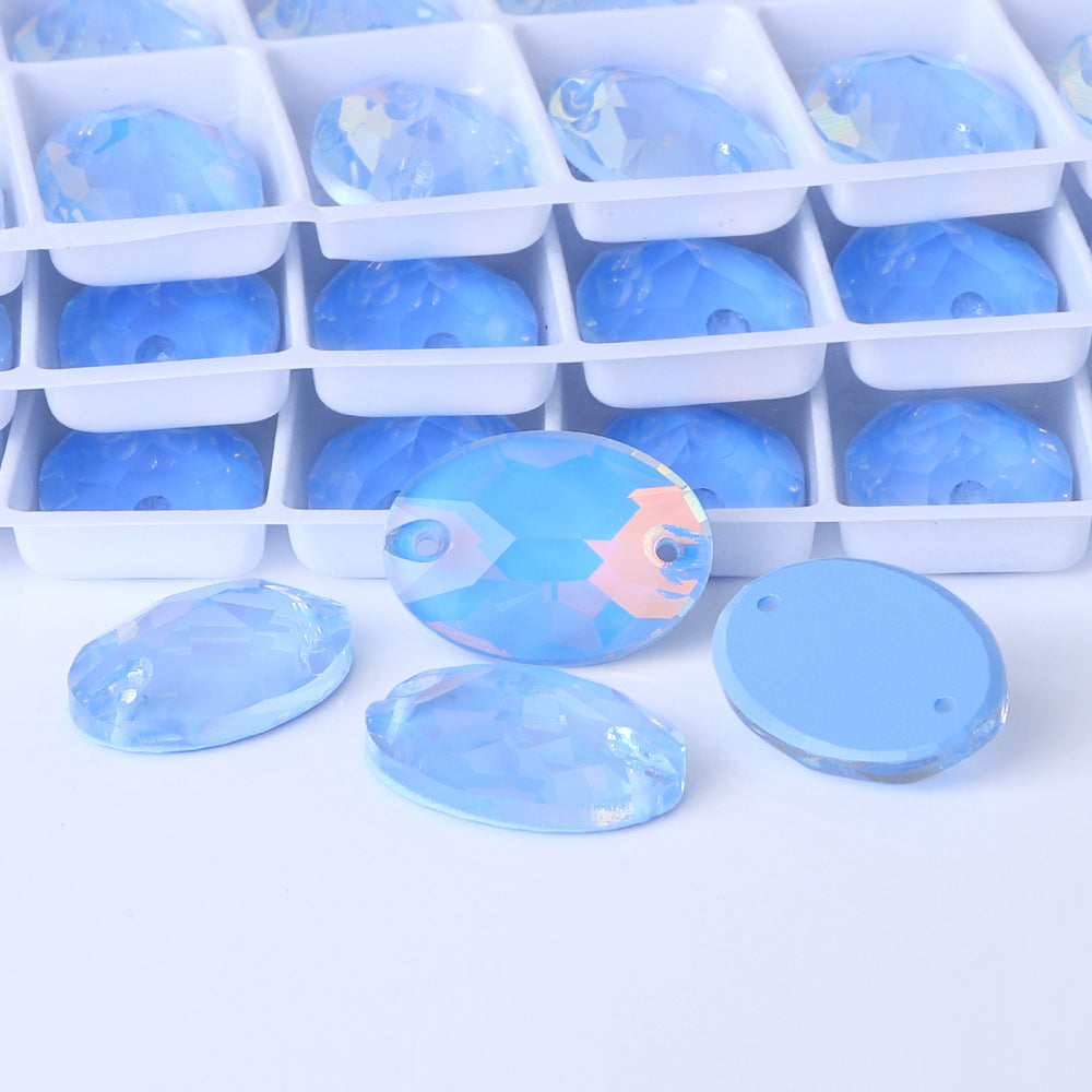 Light Sapphire AM Oval Shape High Quality Glass Sew-on Rhinestones WholesaleRhinestone