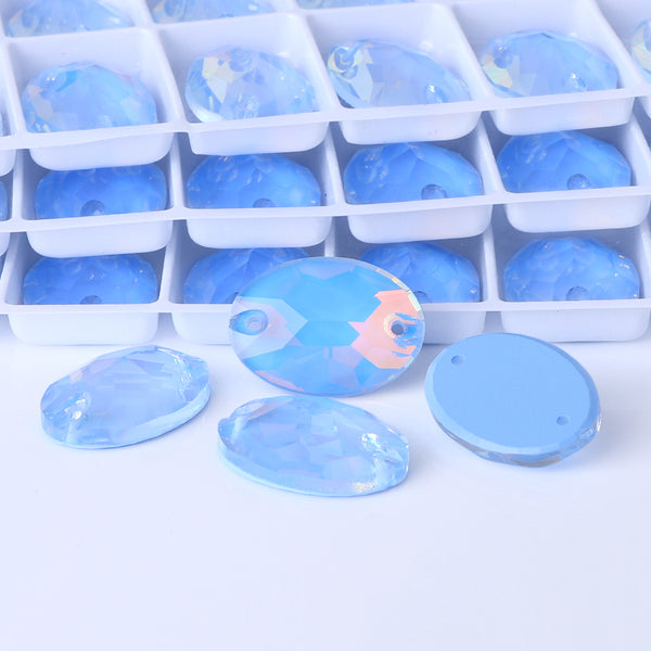 Light Sapphire AM Oval Shape High Quality Glass Sew-on Rhinestones WholesaleRhinestone